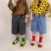 Garçons et filles de style coréen en vrac pantalons décontractés en denim longueur au genou unisexe enfants mode short tout match été 210615