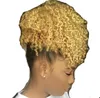 Coda di cavallo afro con coulisse Estensione riccia crespa Coda di cavallo Capelli umani Remy Updo Posticci con clip per donne Ragazze (Bionda)