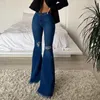 Jeans pour femmes sexy moulante longue vintage harajuku haute streetwear femmes denim jambe large pantalon décontracté mode déchiré bootcut