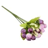 Ghirlande di fiori decorativi Grande affare 15 teste Rosa artificiale Seta Fiore finto Foglia Decorazioni per la casa Bouquet da sposa Viola