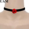 Gothic Schmuck Rote Rose Blume Kurze Neckalces Frauen Zubehör Punk Mode Schwarz Halsband Halskette falsche kragen Party Geschenk