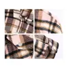 Jocoo Jolee Women Vintage Plaid tryckfickor Jackor Casual Loose Overcoats Spring Elegant Woolen Tunic Clothing Tops 210619