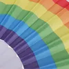 Rainbow Hand Held Folding Fan Silk Folding Hand Fan Vintage Style Rainbow Design Held Fans Party Supplies