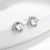 Female shiny diamond 925s round hypoallergenic earring sticks bride bridesmaid gift earrings fashion luxury exquisite jewelry P6982