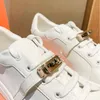 Luxury Designer Classic Casual Shoes 2021 Simple White Lace-up Non-slip Sneakers Gold Buckle Silver Buckle Couple Shoe FHH073001