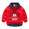 Vår höstdesign 2 3 4 5 6 8 10 år Barn nedskrivning Krage Letter Print Patchwork Sweatshirt för barn Baby Boy 211110