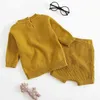 Spring Autumn Infant Baby Boys Girls Knit Long Sleeve Hollowout Sweater Shorts Pants Clothing Sets Kids Boy Girl Suit Clothes 21585036