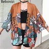 Japanese Style Print Black Kimono Yukata Women Cardigan Obi Summer Cosplay Shirt Blouse Robe Female Asian Clothing