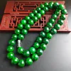 Fornecimento Birmânia Jade Jade Seco Ferro Verde Longsheng Round Beads Colar Cheio de Verde Verde Rodada Grânulos Colar de Jóias Womens Atacado