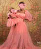 New Mother And Kids Evening Dresses Long Sleeves A Line Extra Puffy Tulle Mom Me Tutu Photo Shoot Dressing Gowns Custom Made