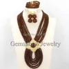 Earrings & Necklace Fantastic Nigerian Wedding African Beads Jewelry Set Bridal Women Party  WB052
