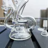 9 tum Clear Recycler Glass Bong Water Pipes Joint Tobacco Hookah 14mm Bowl