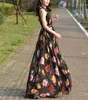 Freizeitkleider, Übergröße, Damenbekleidung, Blumen, sexy Träger-Maxikleid, Blumen-Chiffon, Feiertage, Party, Neckholder, ärmellos, böhmischer Strand