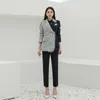 Printemps automne femmes tailleur-pantalon vêtements coréens élégant 2 pièces ensemble Double boutonnage Blazer laine fendue veste taille haute pantalon 210514