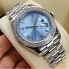 2 styles Men's Automatic Watch Fashion classic Roman ice Blue face 41mm diamond bezel Stainless steel fold buckle242A