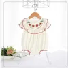 Été bébé fille body manches courtes dessin animé fraise volants combinaison mode vêtements d'extérieur vêtements nés E9228 210610