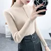 Knitted Sweater Female Korean Autumn and Winter Semi-high-neck with Zipper Long Sleeve Bottom Pullover Women 12662 210427