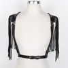 Women's Harness Erotic Lingerie Sex Cosplay Costume PU Leather Adjustable Body Chest Bondage Belt With Shoulder Tassel Bras S292n