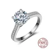 Natural 925 Silver Ring Women Engagement Luxury 1.0CT Laboratorium Diamentowe Ślubne Ślubne Biżuteria Prezent J-035