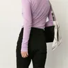 Mikro durch Südkorea Frauen Frühling sexy Slim Fit dünne T-Shirt Casual Langarm T-Shirt Tops weibliche Mädchen T-Shirt 210417