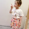 2021 girls designer princess dress summer cartoon short sleeve pleated dresses little girl stitching round neck casual party clothes S1006
