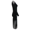 Женское платье осень зима сексуальная повязка элегантные дамы одежда черное одно плечо кисточки Bodycon Party Club платья 210515