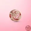 Prata Esterlina 925 Flamingo Folha Rosa Flor Charme CZ Contas de Luxo Fit Pandora Colar Pulseira Para Mulheres 925 Jóias Presente