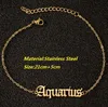 12 tobilleras de acero inoxidable Constell, cadena con letras del zodiaco, pulsera para pie, tobillera para mujer, joyería de moda de verano