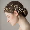 Fairy headpieces guld med elfenben bröllop accesosries senaste europeiska stilblommor form