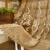 Gardin draperier europeisk klassisk lyx kaffe färg vattenlöslig broderad tulle för vardagsrum sovrum el villa hem dekor # 4