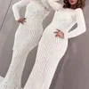 Robes de soirée de luxe blanc Sexy marquage à chaud robe de bal à manches longues