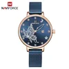 Naviforce Women Watches 고급 브랜드 Reloj Butterfly Watch Fashion Quartz Ladies 메시 스테인리스 스틸 방수 선물 Reloj Muje V3602848