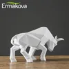 Ermakova Résine Bull Statue Bison Sculpture Décoration Abstrait Animal Figurine Chambre Bureau Décoration Cadeau 210607