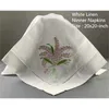 Set of 12 Handkerchiefs White Linen Hemstitched Tea Towel -14x22"Cloth Guest Hand Dish Towels embroidery Floral