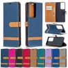 Cowboy Jean Canvas Pu Couro Wallet Flip Cover Casos para Samsung S21fe Lite A02 / M02 A10 A20 A30 A40 A50 A51 A71 A21 A51 A11 A11 A31 A72 A32 A52 A72 5G