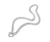 Summer Bling Silver Stainless Steel OT buckle pendant clavicle chain fashion Gifts For Women Jewelry 18.6 inch