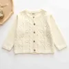 Baby Girls' Pure Color Tricoté Automne Hiver Coton Cardigan pour enfants Pull né Outwear Infant Girls Vêtements 210417