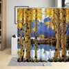 バーチの木の森の枝の葉の防水布地バスルームシャワーカーテン自然風景リビングルームスクリーンのカーテン用のバスタブの装飾