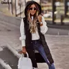 Warm Casual Lady Brief Winter Women Long Gilet Moda con cappuccio senza maniche Outwear Vest Camicetta Camicie Cappotto Femme Felpa 211101