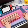 لطيف كات الأذن كبيرة الماوس لوحة كمبيوتر لوحة المفاتيح حصيرة Gamer Gamer Mousepad Pink Girl Cartoon Kawaii ألعاب الألعاب 294b