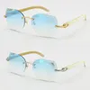 designer Carved Trimming Diamond Cut Lens Sunglasses Rimless White Genuine Natural Horn Sun glasses driving Decoration Eyewear Fashion outdoors