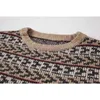 女性の縞模様のヴィンテージ韓国のセーターのクルーネック長袖の特大のニット女性のエレガントな春のファッションニットトップス210430