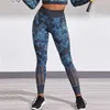 2st Camouflage Set Women Yoga kostym Sport Gym Träningskläder Långärmning Fitness Crop Top High midja Seamless Camo Leggings 210802