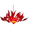 Dining Lighting Luxury Lamp Hand Blown Glass Petal Chandelier Light LED Red Color Flower Pendant Lights for Hotel House Decoration 32 by 20 Inches