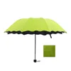 Ladies'sunshine umbrella blossoms in water changes color parasol triple fold black rubber sunscreen UV woman s 210721