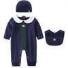 Cute Newborn Baby Boys Footies Romper Infant Girl Bibs+ Cap+ Jumpsuits Outfits 0-24 Month Baby luxury Clothes Set