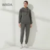 Wixra Winter Femmes Oversize Sweatshirts Haut de gamme 100% coton Heavy Basic Unisexe Survêtements pour hommes Warm Fleece Set 210910