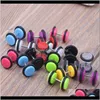 Tunnels Drop Delivery 2021 Hombre Stud Tornillo 100 piezas 9 Color S Of Cheater Faux Fake Ear Plugs Gauges Taperes 16G Pendientes Joyería del cuerpo 93Guq