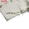 Tangada Kvinnor Snygg Sommar Denim Shorts Lace Up High Waist Fickor Kvinna Casual Streetwear Vit Kort Jeans Pantalone 2A19 210724