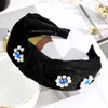 Nowy moda Rhinestone Fryzjer Pearl Węzeł Kobiety Solidne szerokie opaski na głowę Turban Girls Hair Hoops